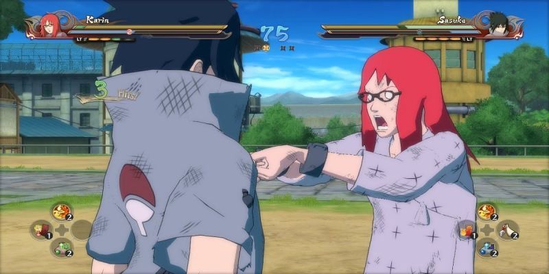 Karin golpeando a Sasuke, Naruto Ultimate Ninja Storm 4