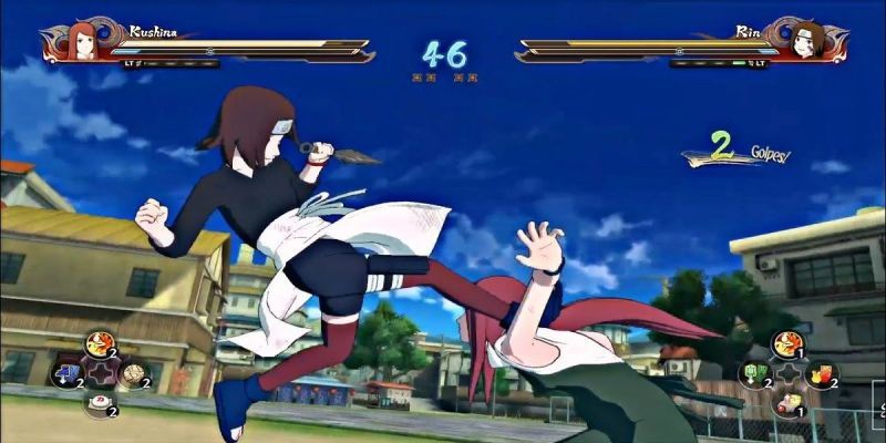 Rin luchando contra Kushina de los videojuegos de Naruto