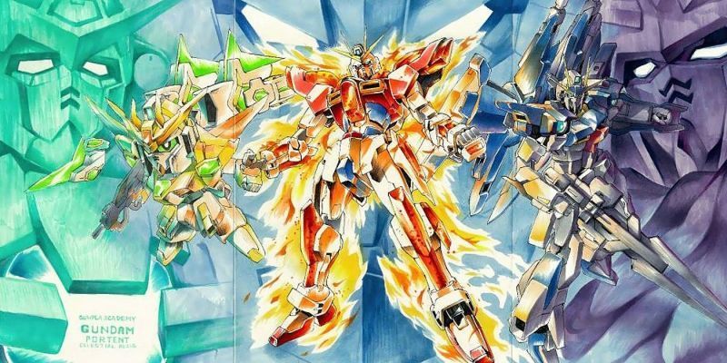 drei Gundams aus dem Gundam-Franchise