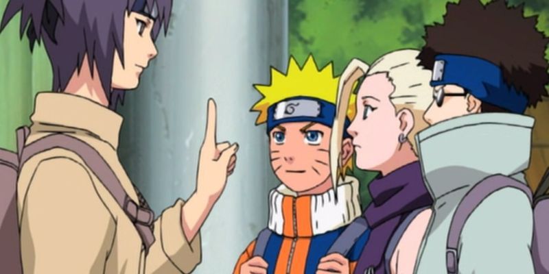 Anko, Naruto, Ino und Shino verbünden sich in der Kaima Capture Mission in Naruto