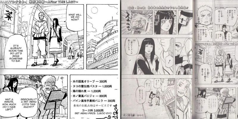Páginas de manga de After the Last, con Naruto y Hinata saliendo