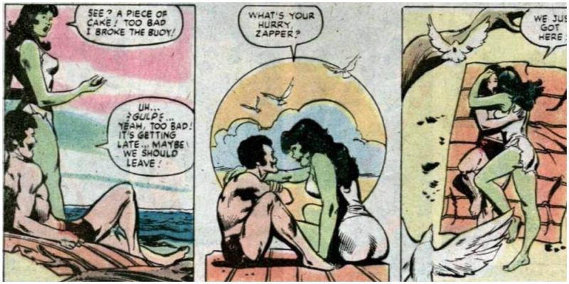 She-Hulk y Zapper pasan el rato en la playa en Marvel Comics