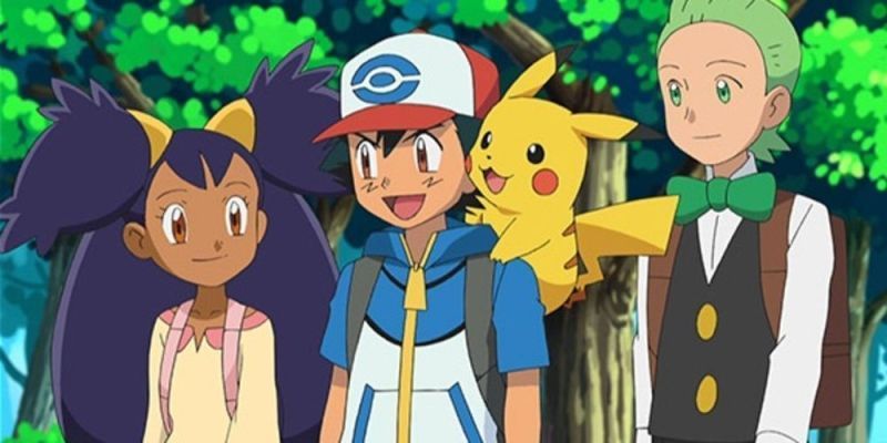 Ash spricht in Pokémon Schwarz und Weiß mit Iris und Cilan