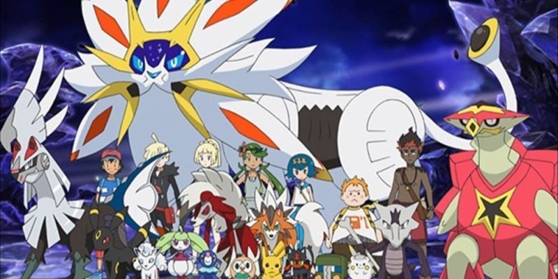 Ash und seine Freunde stehen in Pokémon Sonne und Mond Ultra-Abenteuer zusammen