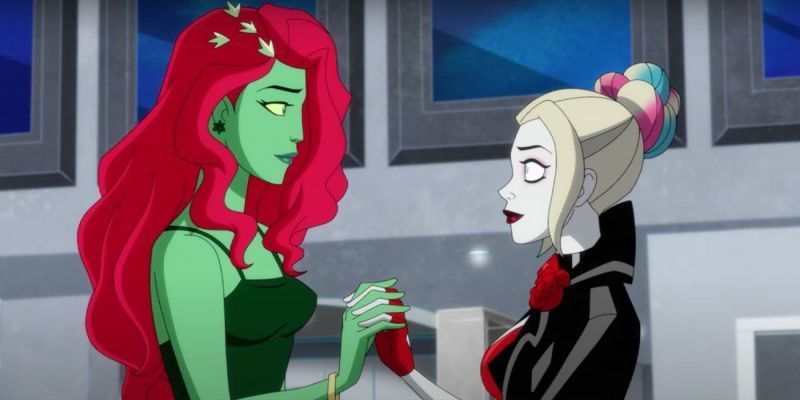Harley Quinn und Poison Ivy teilen sich einen Moment in Harley Quinn: A Very Problematic Valentine