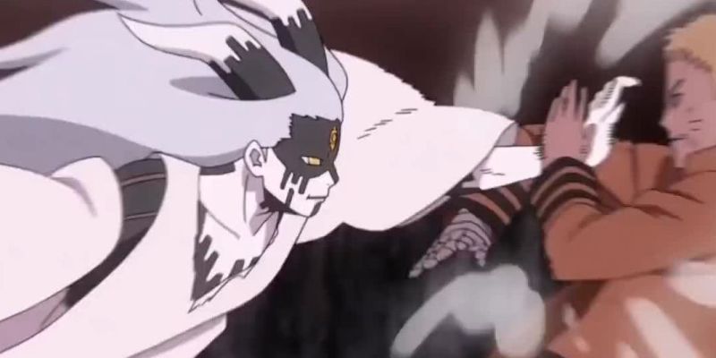 Naruto Uzumaki contra Momoshiki Otsutsuki en Boruto.