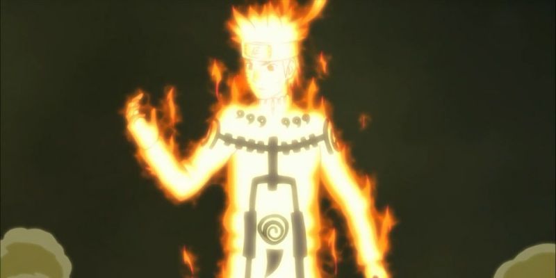 Naruto en su Modo Chakra de Nueve Colas incompleto