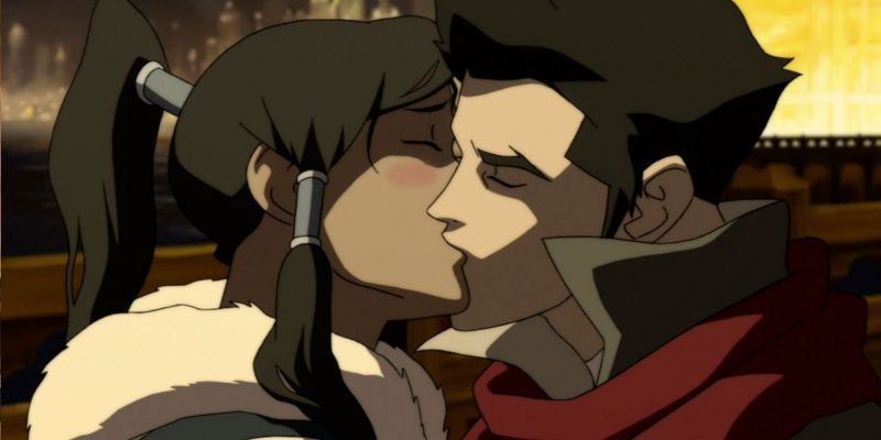 Korra y Mako se besan en Avatar: La Leyenda de Korra