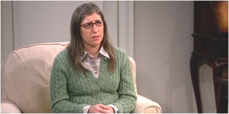 Amy Farrah Fowler hablando con Sheldon en The Big Bang Theory