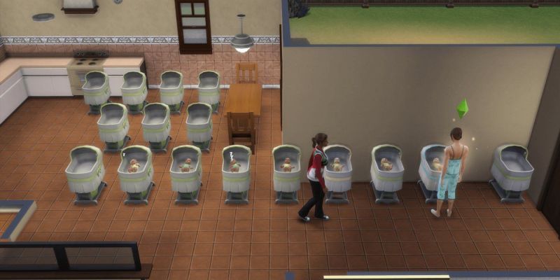 una habitación llena de lavabos en los sims