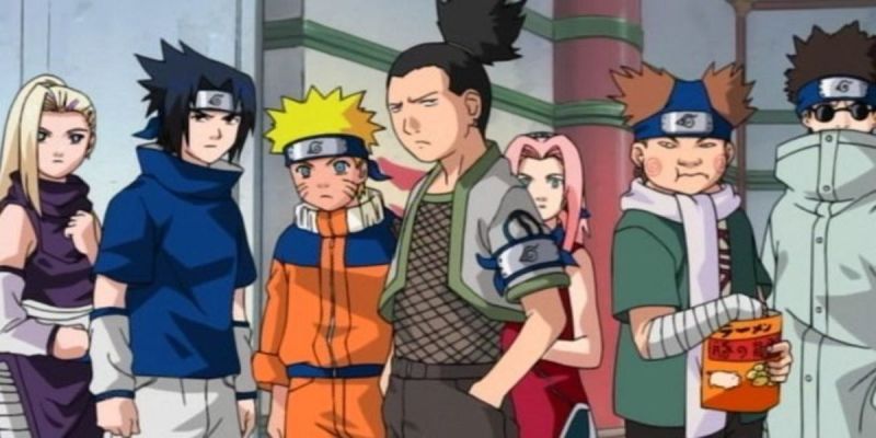 Naruto y el resto del equipo 7 durante el arco de los exámenes Chunin