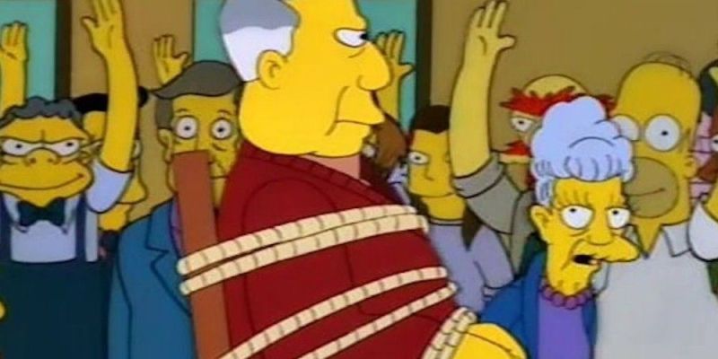 Skinner wird in Die Simpsons aus der Stadt geworfen