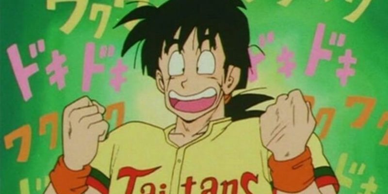 anime yamcha béisbol emocionado