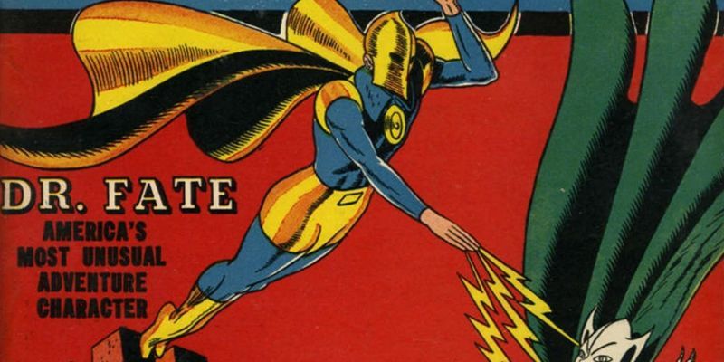 Dr. Fate usando su magia durante la Edad de Oro de DC Comics