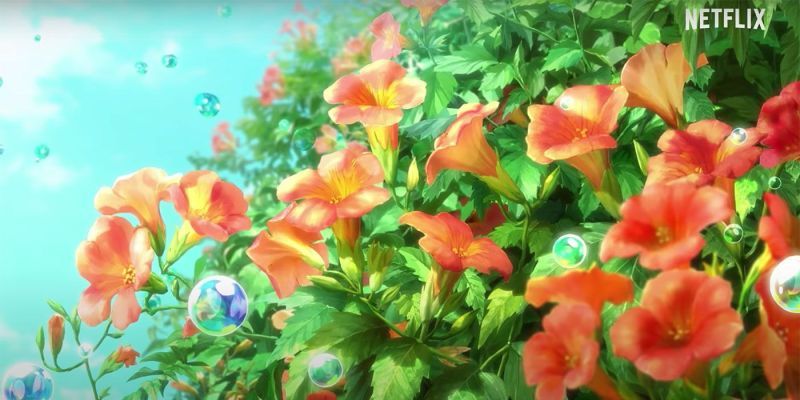 Screencap von Bubble mit roten Blumen