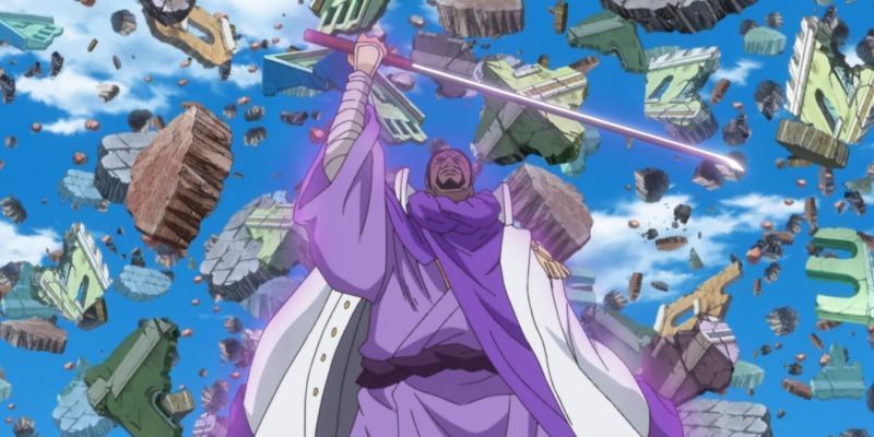 Fujitora verwendet seine Schwerkraftfrucht in Dressrosa in One Piece.
