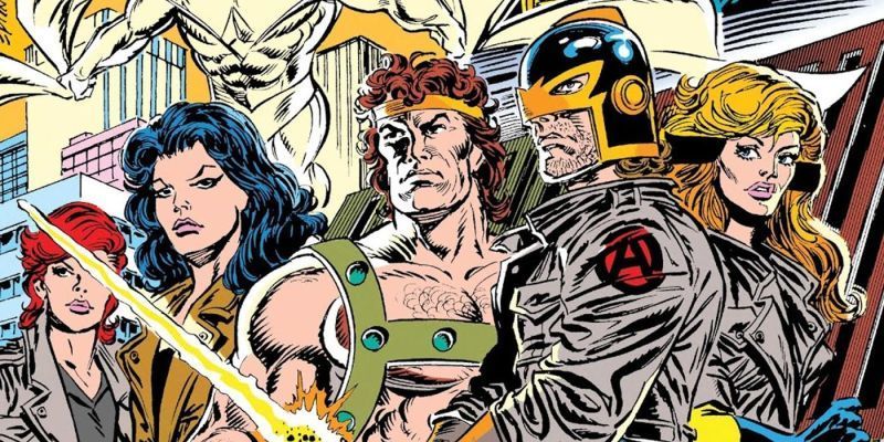 Der Kader der 90er Avengers während The Gatherers Saga