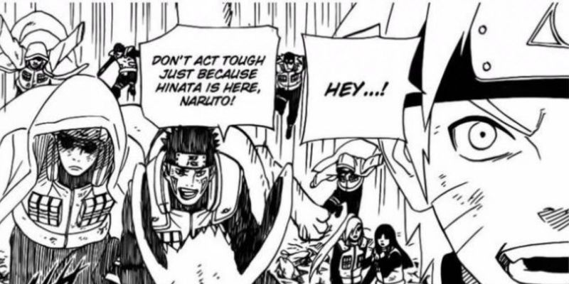 Kiba neckt Naruto mit Hinata in Naruto Manga Kapitel 611