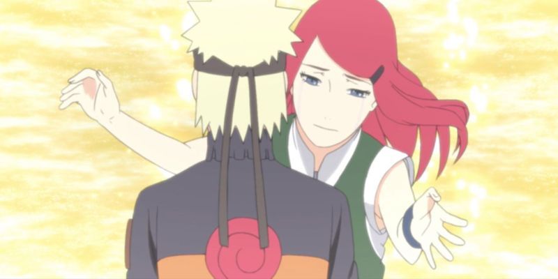 Kushina abrazando a Naruto