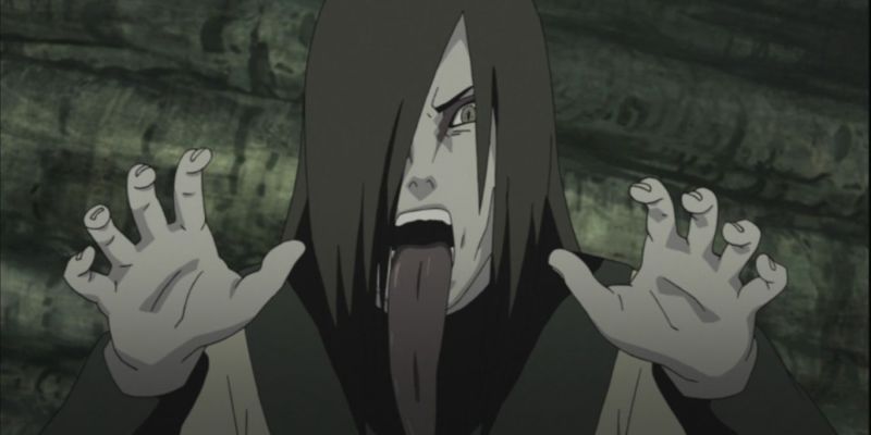 Orochimaru mit herausgestreckter Zunge in Naruto.