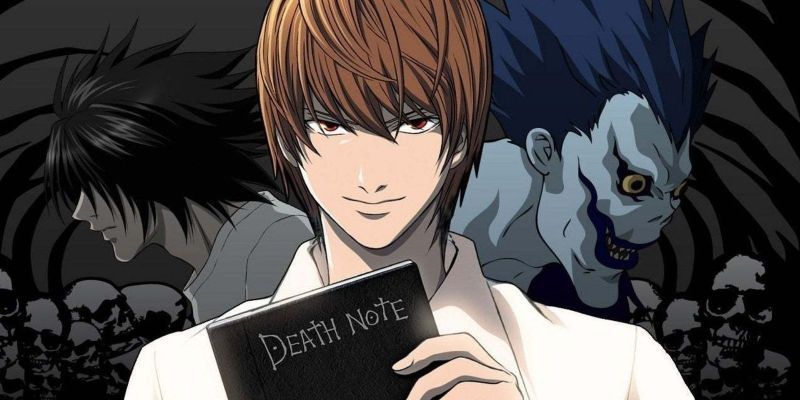 L, Light y Ryuk de Death Note.