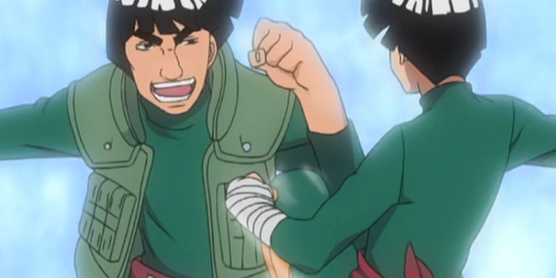 Rock Lee und Might Guy in einer Rückblende in Naruto-Episode 196