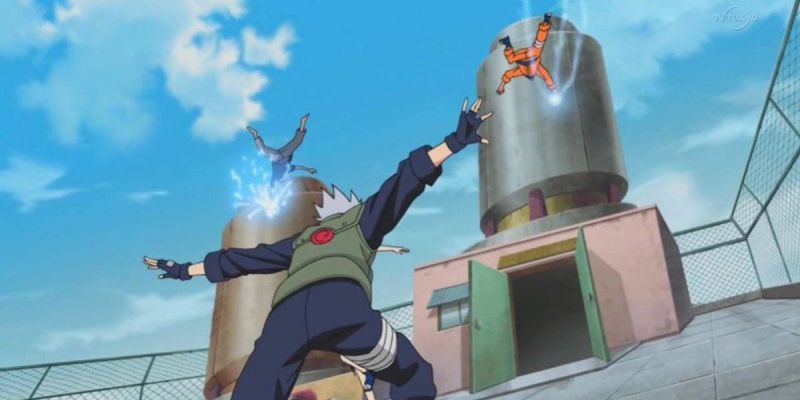 Naruto vs Sasuke y Kakashi alejándolos