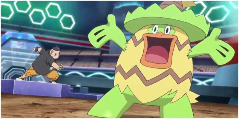 Ludicolo se prepara para bailar en el anime de Pokémon