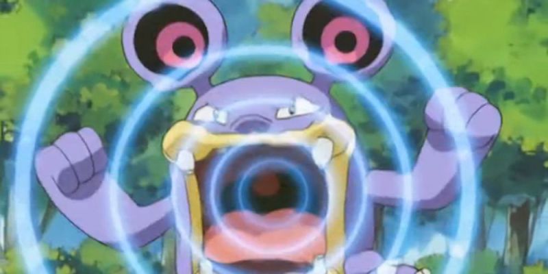 Un Loudred realiza un fuerte ataque de alboroto en Pokémon