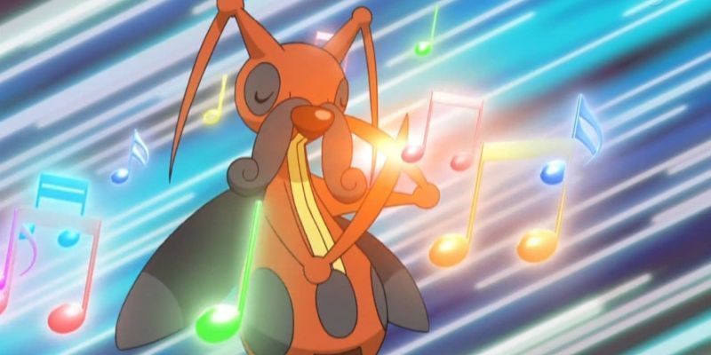 Kricketune toca música en el anime de Pokémon
