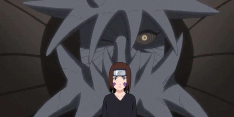 Rin con la bestia de tres colas detrás de ella - Naruto Shippuden