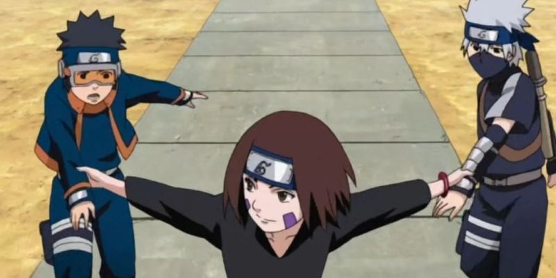 Rin lleva a Kakashi y Obito - Naruto Shippuden