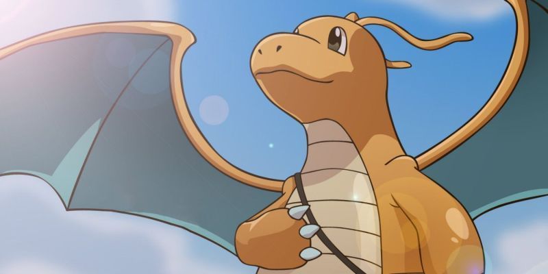 Dragonite im Pokémon-Anime, lächelnd