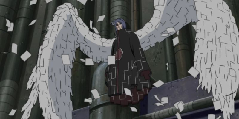 Konan con alas de papel en Naruto Shippuden