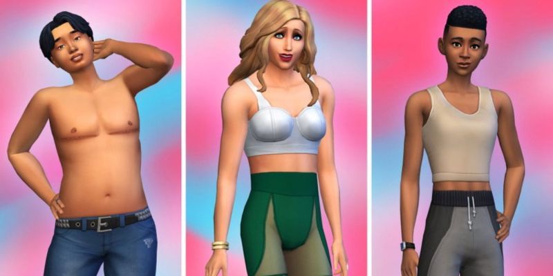 Les Sims 4 présente une cicatrice de chirurgie supérieure et un équipement trans-inclus