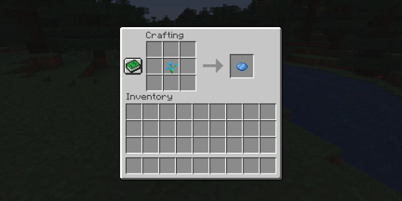 Das Handwerksrezept für hellblaue Farbe in Minecraft